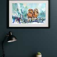 Baby Owls Poster Print - Wildlife Wall Poster, Art for Home or Office