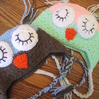Sleeping Owl Earflap Beanie - You choose colors