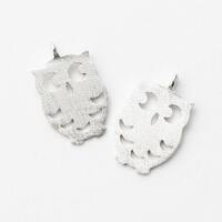 3037052 / Owl / Sand Finished Rhodium Plated Brass Pendant 9.4mm x 15m / 0.6g / 2pcs