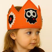 Felt Crown, Owl Skeleton Design, Halloween Costume Crown, Felt Party Hat with Elastic, Kids Dress U
