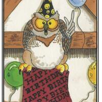Funny, Whimsical Owl Birthday Card, Owl Be Wishing You A Happy Birthday.