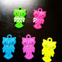 Neon Owl Charms Owl Pendants Neon Charms Colorful Charms Neon Owls Assorted Colors Charms Set 20mm 5