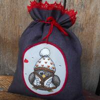 Christmas Sack Christmas Gift Bag Owl Gift Bag Christmas Gift Santa Sack Christmas Bag Gift Wrap Chr