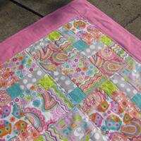 ON SALE Pink gray girl quilt paisley owl polkadot numbers aqua lime green orange