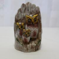 SALE Three Owls in a Tree Porcelain Figurine