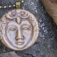 Owl Woman Necklace Native Jewelry Woodland Clay Face Pottery Pendant Necklace Unique Gift For Her 24