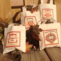Thanksgiving Owls Treat Favor Bags Mini Cotton Totes Children Kids Guests Thanksgiving Favor Treat G