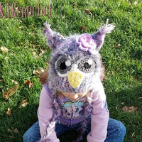 Crocheted Fuzzy Owl Hat with Braids: Winter Hats, Toddler to Adult