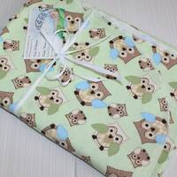 Mint Green Owls Flannel Receiving Blanket - Extra Large, Baby Blanket, Receiving Blanket, Swaddle Bl