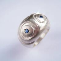 Owl Ring Wisdom and Hope Sterling Silver with sapphires