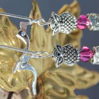 Silver Double Owl Earrings