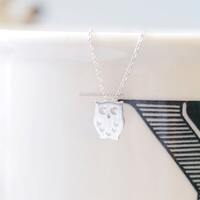 tiny Silver owl necklace, tiny owl necklace silver, simple necklace, dainty, cute, animal necklace, 
