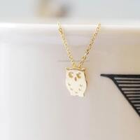 tiny Gold owl necklace, tiny owl necklace Gold, simple necklace, dainty, cute, animal necklace, neck