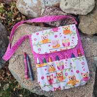 Owl Crayon Purse, Little Girls Purse, handmade Purse, Easter Purse, Girls Purse, Girls fabric owl pu