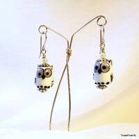 Earrings, Blown Glass Owl Earrings