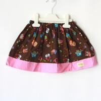 Owl Skirt, Girls Skirt, Brown and Pink Skirt, Play skirt, gathered toddler skirt