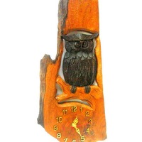 Owl wall clock, Wood Carving Owl, Owl Clock, Kids Room Decor, Unique wall clock, Carved Owl Clock, G