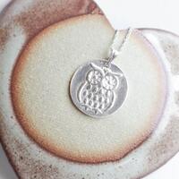 Silver Owl necklace , Silver Owl Pendant , Fine silver Owl , Owl pendant , .999 Silver , Minimalist