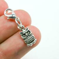 Owl - Owl Charm - Bird - Bird charm - Night Owl charm - Owl Pendant -  Clip On Charm - Owl Bracelet 