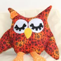 Owl, Ethnic Owl, orange, black, Stuffed, African, Party Decor, Nursery Decor, party favors, home dec