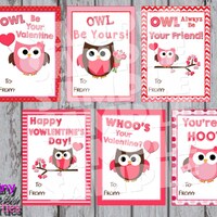 OWL VALENTINES - Printable Owl Valentine Cards - Classroom Valentines - Valentines for School Valent
