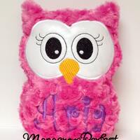 Personalized Hot Pink Swirl Plush Stuffed Owl Reading Buddy Pillow, Soft Toy