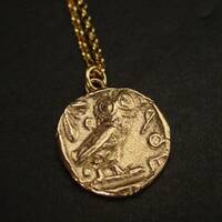 Athena Owl Necklace - Handcrafted Ancient Greek Coin Reproduction Symbol of Wisdom