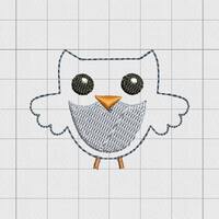 Owl Wings Out Felt Embroidery Design in 1" 1.5" and 2" Sizes