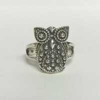 Estate 925 Sterling Silver Owl Hoot Ring Band Bead Sweetheart Teacher Hedwig R5