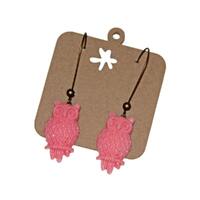 Pink Resin Owl Earrings: Fun Bird Jewelry