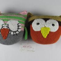 Owl Pillows, owl toys, owl small pillow, crochet owls, baby pillow, owls