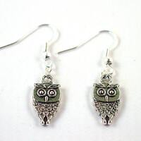 Owl Earrings - Silver Owl Earrings - Brownie Earrings