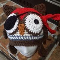 Crochet Pirate Owl Hat, Pirate Friend, Owl Lover, Gift for Friend, Gift for Child, Infant to Adult S