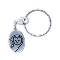 Sterling Silver Barn Owl Keychain: Handmade Bird Keyring