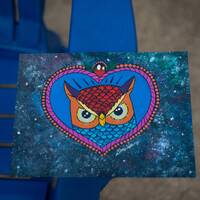 Original Owl Painting Animal Handmade Artwork