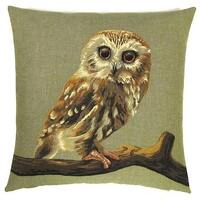 jacquard woven belgian tapestry cushion owl