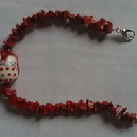 Hand Made owl and red jasper semi precious bracelet