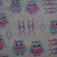 Owls Mint and Pink Print Flannel Fabric Sold by the yard