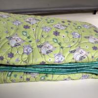 Pretty Owls Whole Cloth Quilt, Kid's Quilt, Owl Children's Blanket, Green and Purple Quilt C