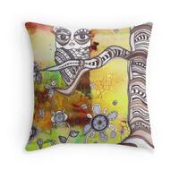 Owl on Pillow Covers Original Boho Art Tree Owl Landscape Floral Watercolor Artwork on Pillow Cover 