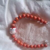 Hand Made owl with sunstone semi precious bracelet