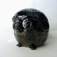 Black Owl Studio Pottery is a Wonderful Folk Art Ceramic Bird Figurine, Handmade Owl Lover Gift Arti