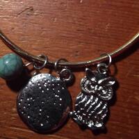 Owl Bangle Silver,Owl Charms Bracelet,Exandale Charm,Owl Charm Jewelry