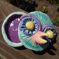Hand sculpted Clay Secret Owl Box
