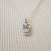 Owl Necklace, Charm Necklace, Tiny Necklace, Delicate Necklace, Barn Owl Pendant, Dainty Owl Necklac