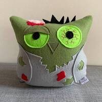 Zombie Owl Plushie-Inspired by The Walking Dead- mini Zombie Owl Plushie- cute Zombie Plush Owl- Gre
