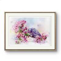 Watercolor ART PRINT – owl lover art print, 7.3 x 11” Unframed, lover wall art, couple o