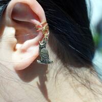 21)No piercing Brass Color Owl Charm Ear Cuff. minimalist ear cuff