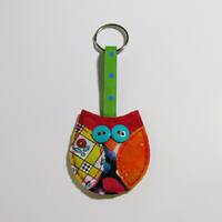 Owl Keychain, Owl Key Ring, Fabric Keychain, Scrap Fabric Accessory, Owl Accessory, Scrappy Owl, Owl