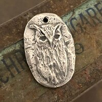 Owl Pendant, Handcrafted, Aged, Metal Animal Bird Handmade Jewelry Making Components, Artisan Crafte